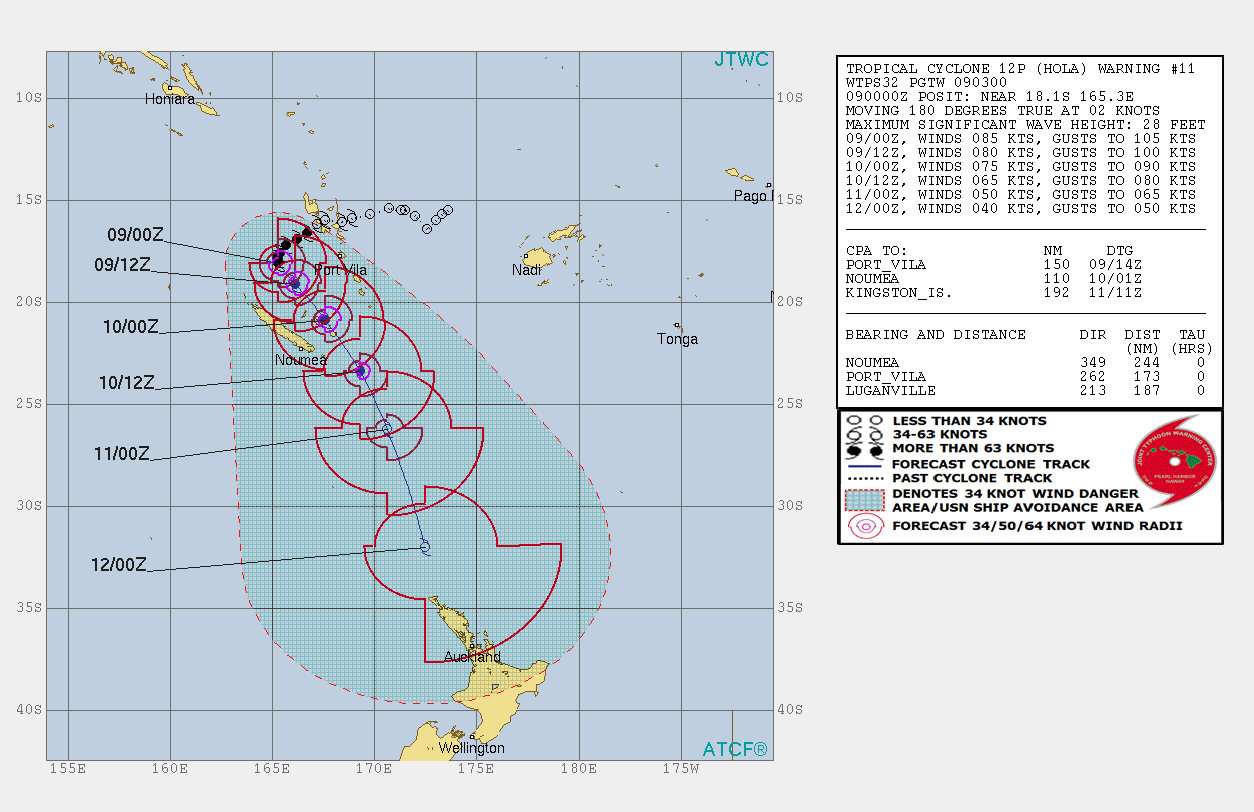 Cyclone Hola to skirt New Caledonia Ingalls Weather